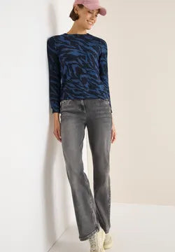 Cecil cozy feel animal print top. Navy Or Caramel 324049