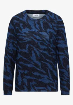 Cecil cozy feel animal print top. Navy Or Caramel 324049