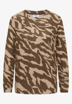 Cecil cozy feel animal print top. Navy Or Caramel 324049