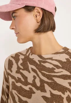 Cecil cozy feel animal print top. Navy Or Caramel 324049