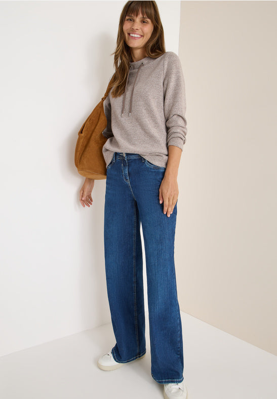 Cecil Melange Funnel neck Top in Chocolate Mouse or Dark Blossom 324153