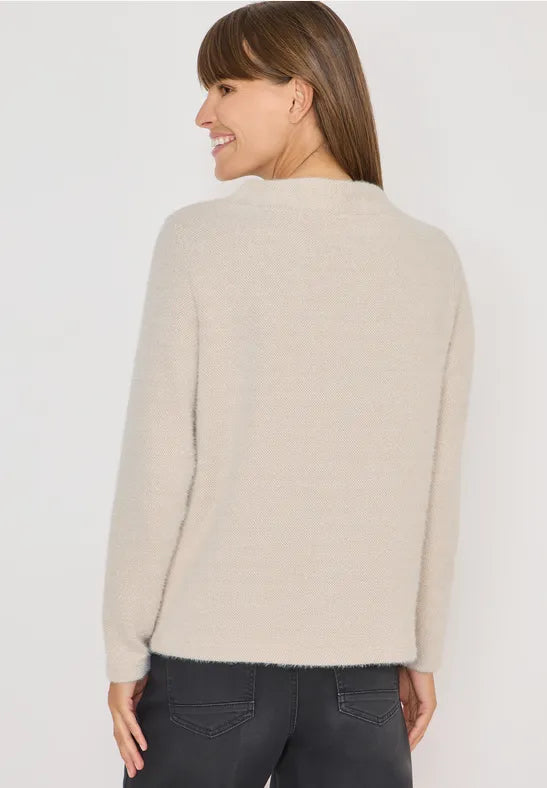 Cecil Featheryarn jumper in Eggplant red or Soft Beige  324155