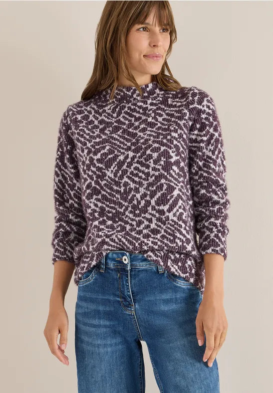 Cecil Cozy Feather Yarn Jumper with funnel neckline  324159