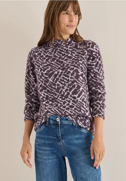 Cecil Cozy Feather Yarn Jumper with funnel neckline  324159