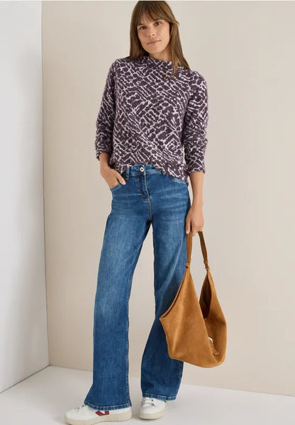 Cecil Cozy Feather Yarn Jumper with funnel neckline  324159