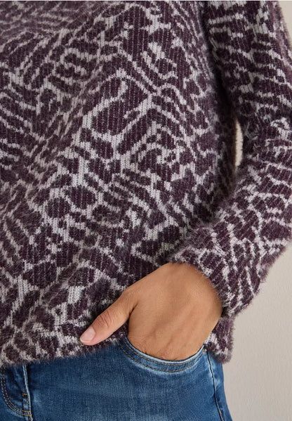 Cecil Cozy Feather Yarn Jumper with funnel neckline  324159