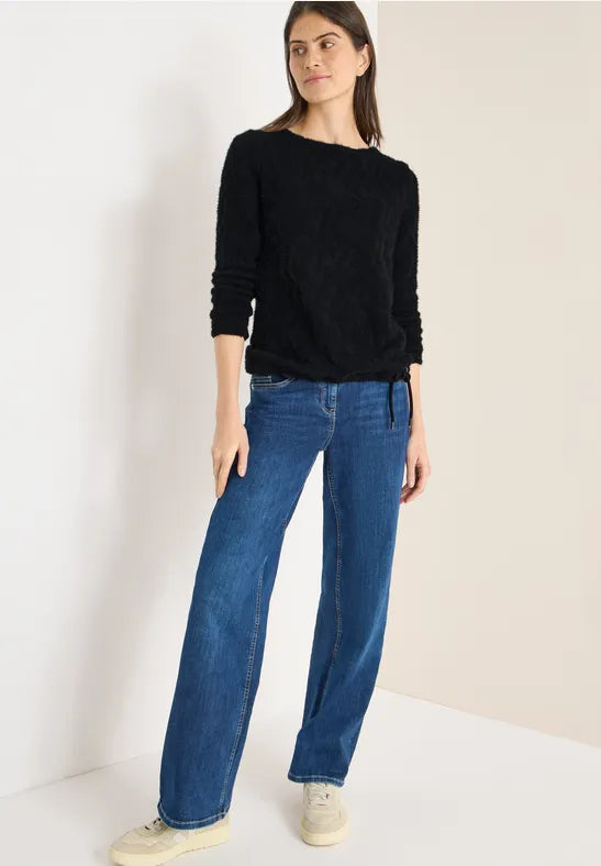 Cecil Feather yarn knit with jacquard pattern and drawstring 324280