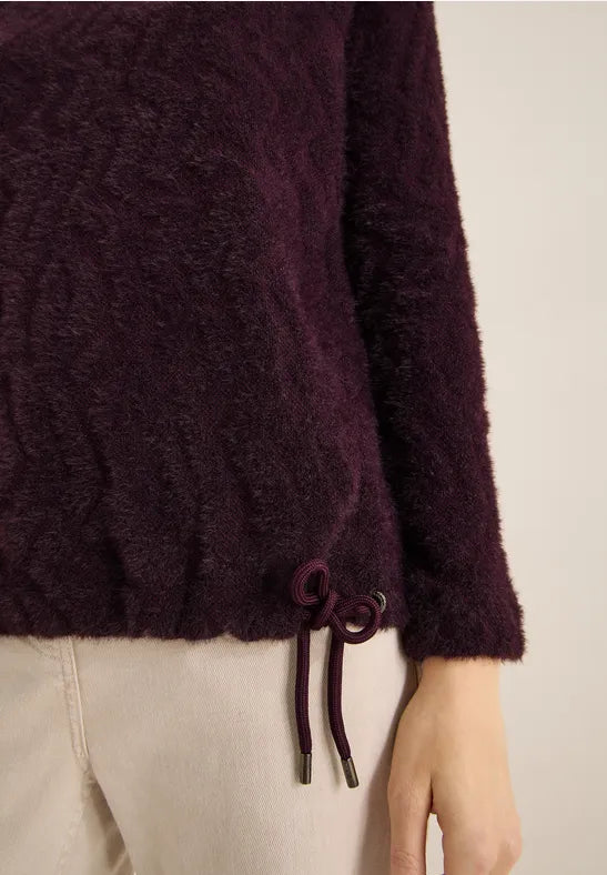 Cecil Feather yarn knit with jacquard pattern and drawstring 324280