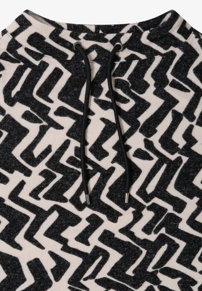 Cecil Cozy Feel Funnel neck sweatshirt in black and Grey Print  324284 Grey