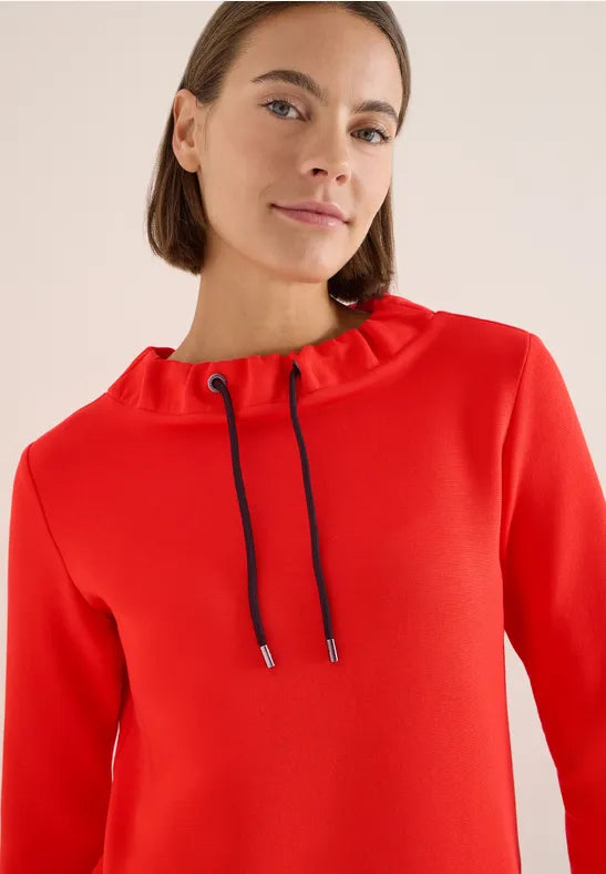 Cecil Pique Sweatshirt with gathered funnel neck