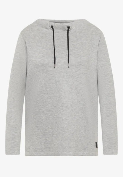 Cecil Pique Sweatshirt with gathered funnel neck