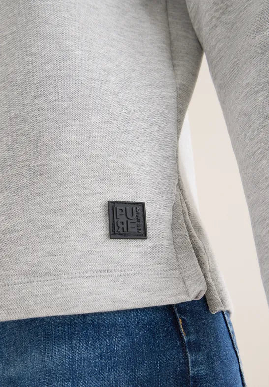 Cecil Pique Sweatshirt with gathered funnel neck