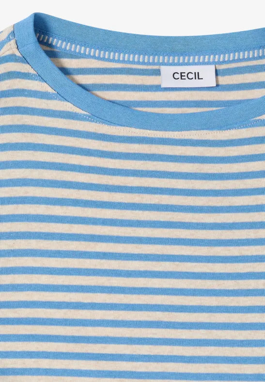 Cecil Cotton Long Sleeve T shirt in Fountain Blue 324532