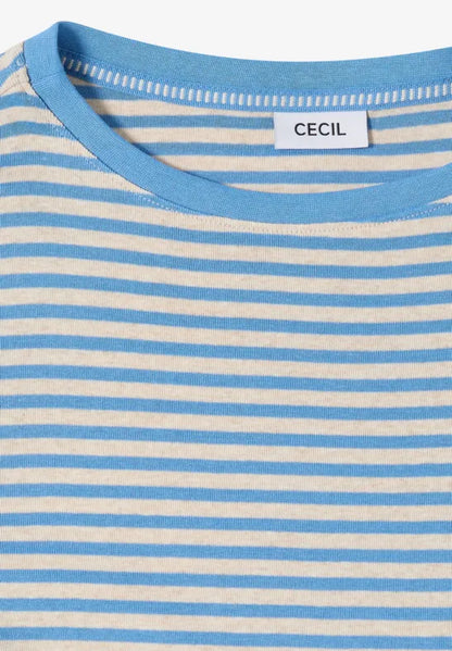 Cecil Cotton Long Sleeve T shirt in Fountain Blue 324532