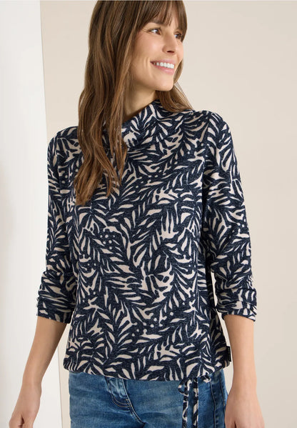 Cecil Cosy feel Cowl neck sweatshirt in Navy print 324555 Navy