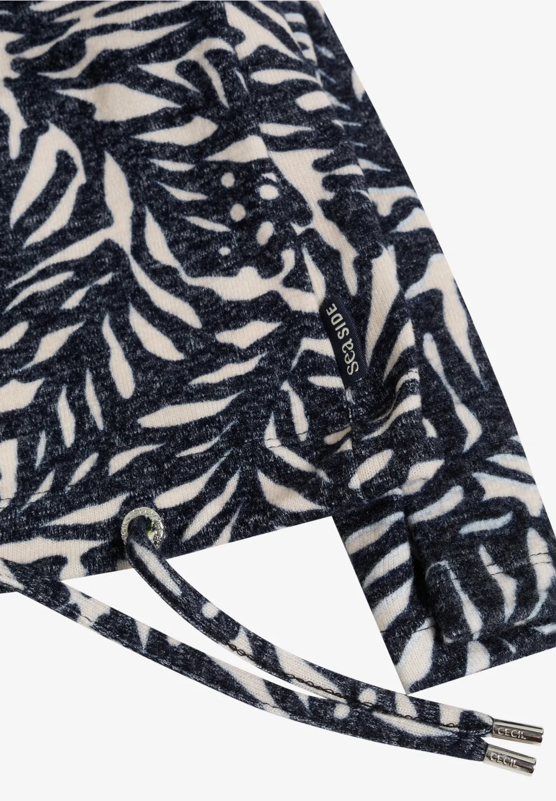 Cecil Cosy feel Cowl neck sweatshirt in Navy print 324555 Navy