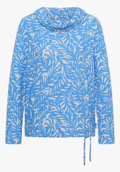 Cecil Cosy Feel Cowl Neck Sweatshirt in Fountain Blue 324555