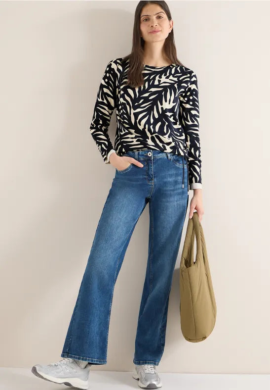 Cecil Pure cotton light sweatshirt in Navy and Cream 324560