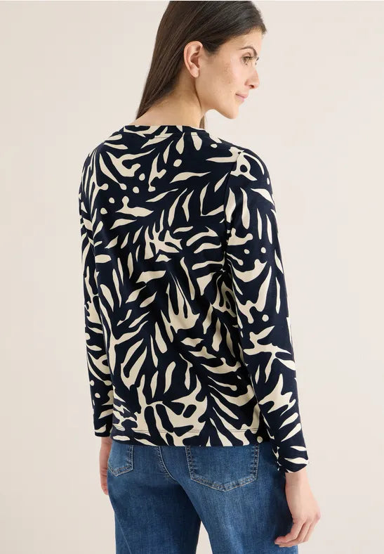 Cecil Pure cotton light sweatshirt in Navy and Cream 324560