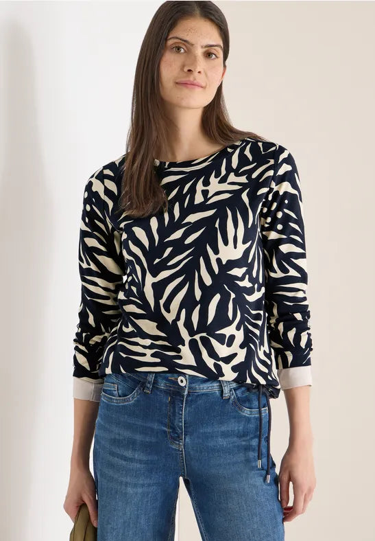 Cecil Pure cotton light sweatshirt in Navy and Cream 324560