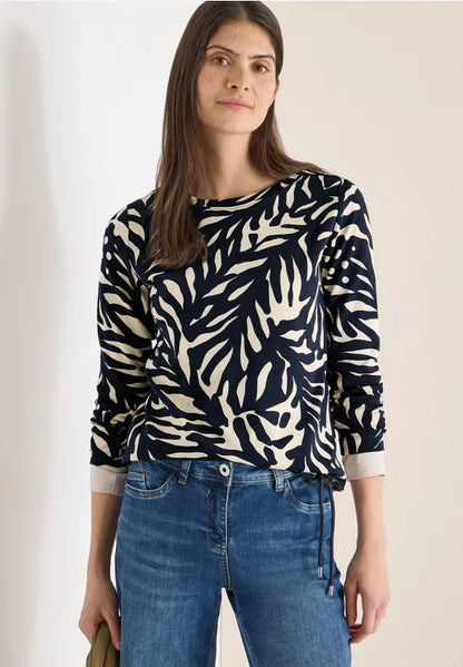 Cecil Pure cotton light sweatshirt in Navy and Cream 324560