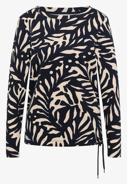 Cecil Pure cotton light sweatshirt in Navy and Cream 324560