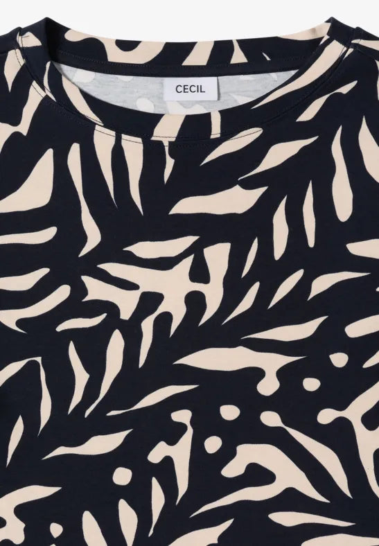 Cecil Pure cotton light sweatshirt in Navy and Cream 324560