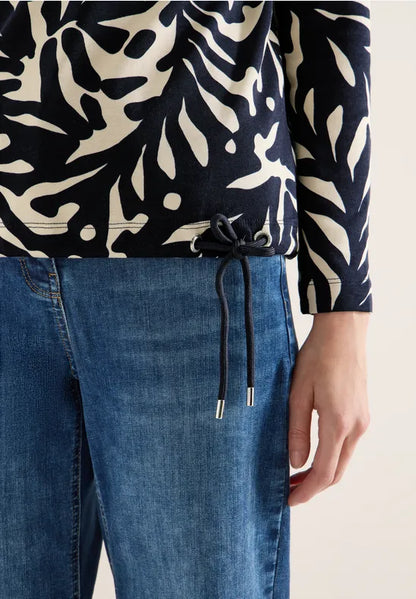 Cecil Pure cotton light sweatshirt in Navy and Cream 324560