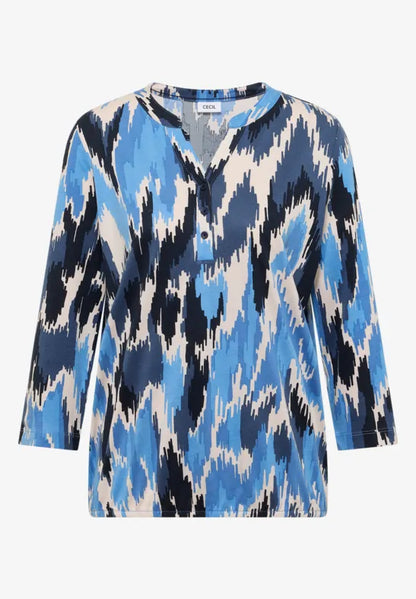Cecil blue mix print top 324646