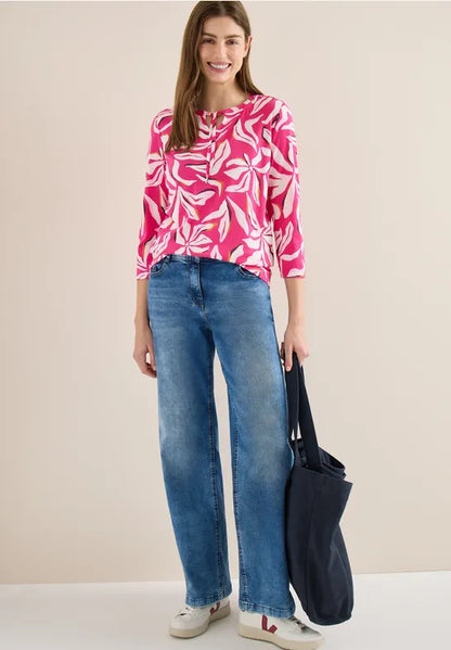 Cecil Shirt with split neck,straight hem and print324814