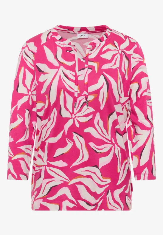 Cecil Shirt with split neck,straight hem and print324814