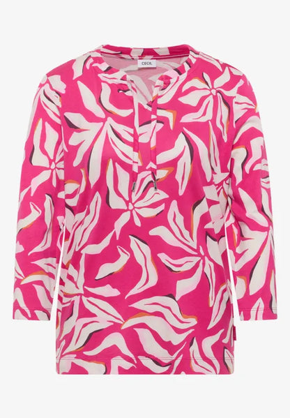 Cecil Shirt with split neck,straight hem and print324814