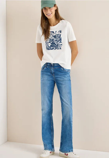 Cecil Pure cotton t Shirt with print front in Pink Or Navy  324824