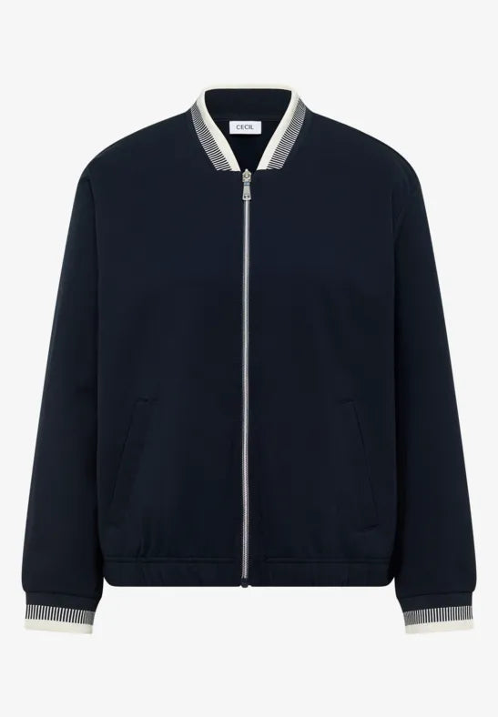 Cecil Jersey zip jacket with contrast cuff and collar  324854
