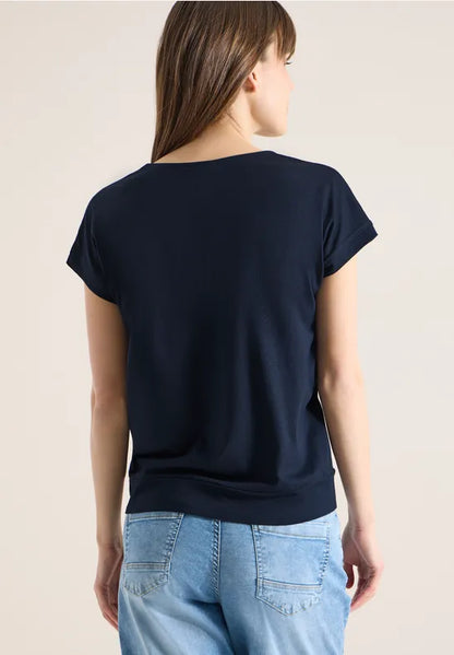 Cecil Cotton V Neck T Shirt in Navy or Grape 325027