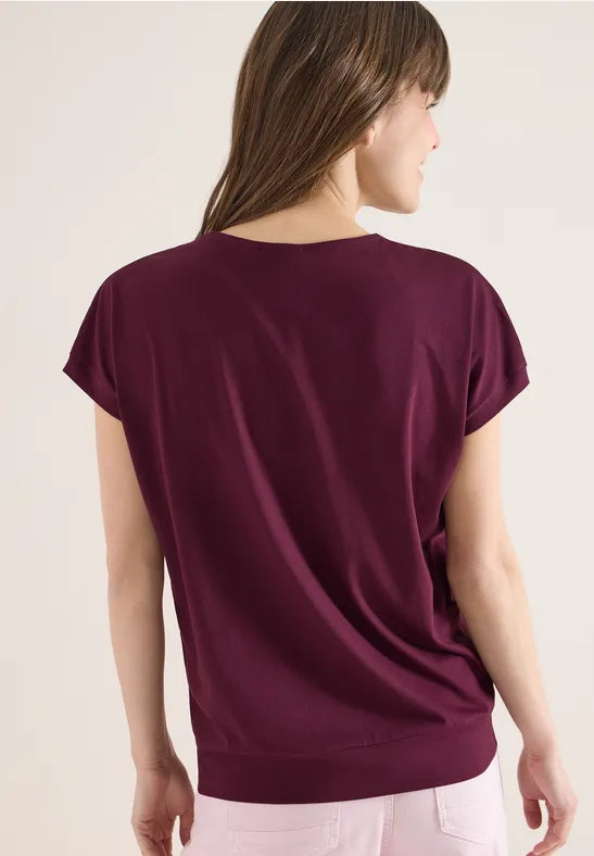 Cecil Cotton V Neck T Shirt in Navy or Grape 325027