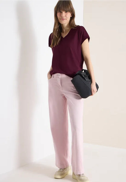 Cecil Cotton V Neck T Shirt in Navy or Grape 325027