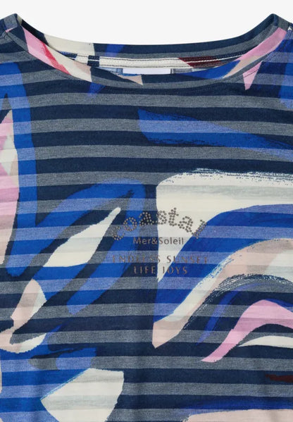 Cecil Short-sleeved shirt with burnout stripes 325033
