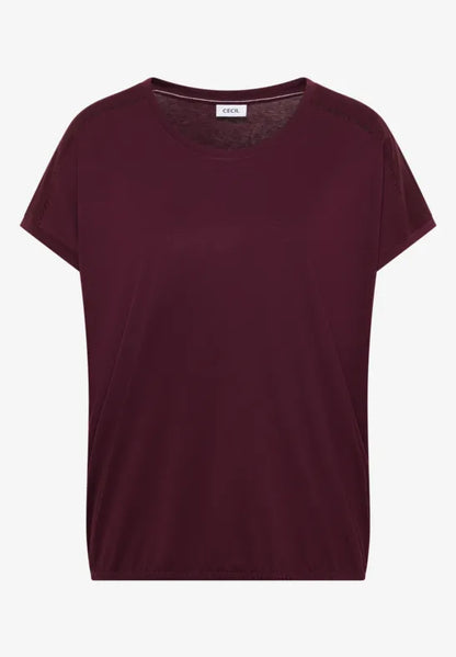 Cecil Cotton T Shirt with V Neck and Lattice shoulder detail 325039