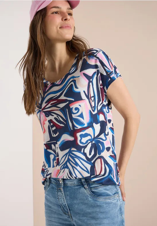 Cecil Short sleeve t Shirt with Lace shoulder detail 325042