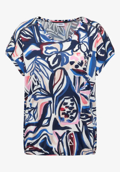 Cecil Short sleeve t Shirt with Lace shoulder detail 325042