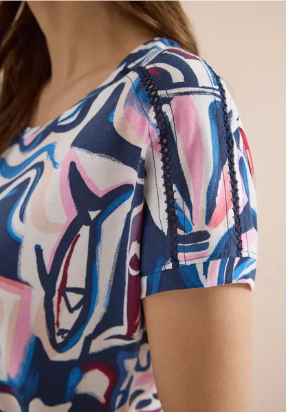 Cecil Short sleeve t Shirt with Lace shoulder detail 325042