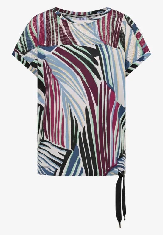Cecil Print T Shirt with Mesh insert and T Waist 325300