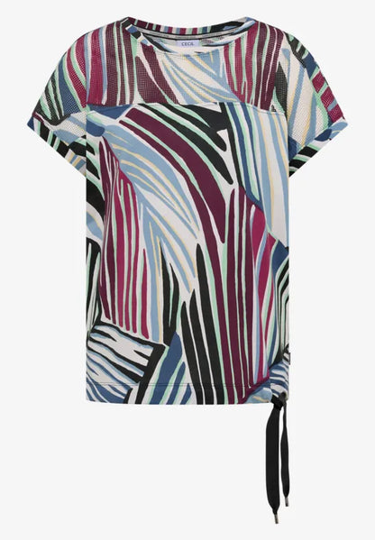 Cecil Print T Shirt with Mesh insert and T Waist 325300