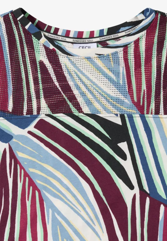 Cecil Print T Shirt with Mesh insert and T Waist 325300