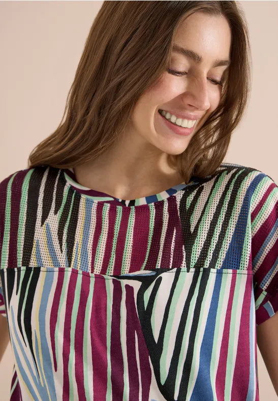 Cecil Print T Shirt with Mesh insert and T Waist 325300