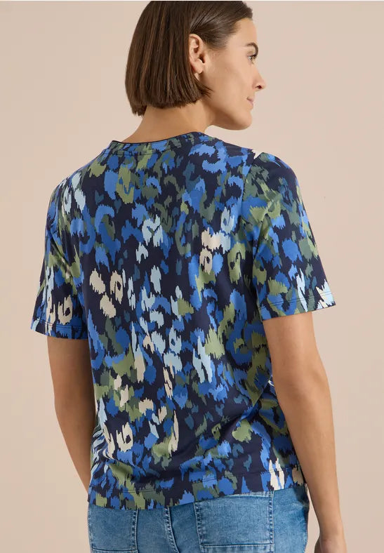 Cecil Cotton T-shirt with tie split neck and print 325595