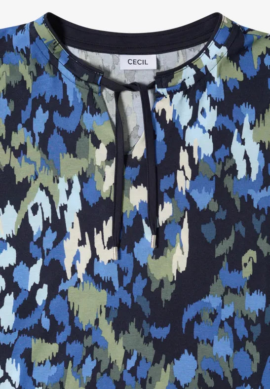 Cecil Cotton T-shirt with tie split neck and print 325595