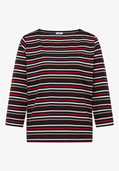 Cecil Cotton Stripe Top with 3/4 sleeve Navy base 325872