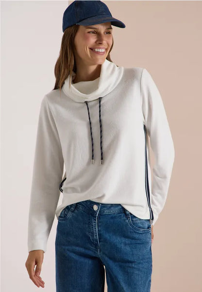 Cecil Cosy feel Cpwl neck sweater with side stripe 325881